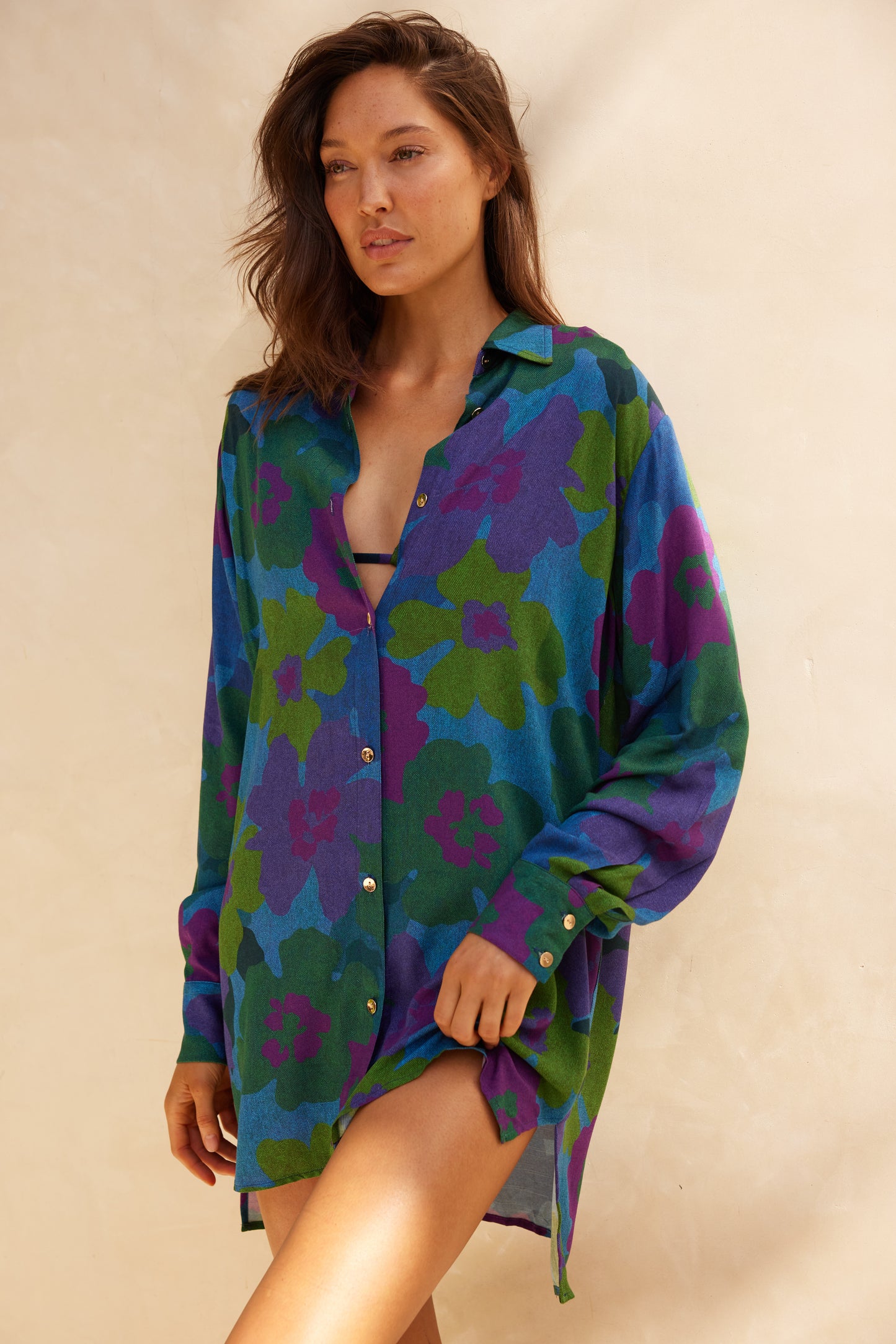 Solara Shirt Dress Night Bloom