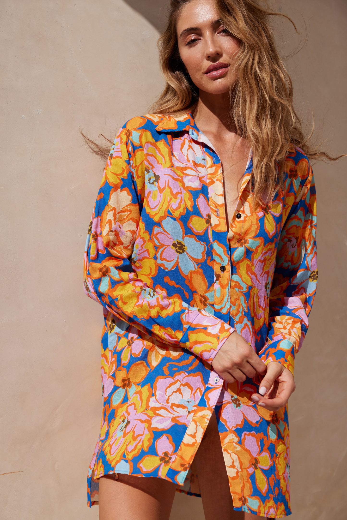 The Aquari Solara Shirt Dress Santorini Floral